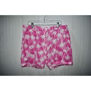 Stella Parker Collection Palm Tree Print Shorts Casual Pink Cotton Blend Size 16